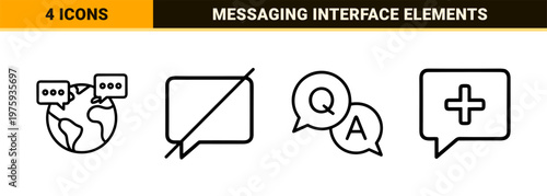 Minimalist communication and chat outline icon set