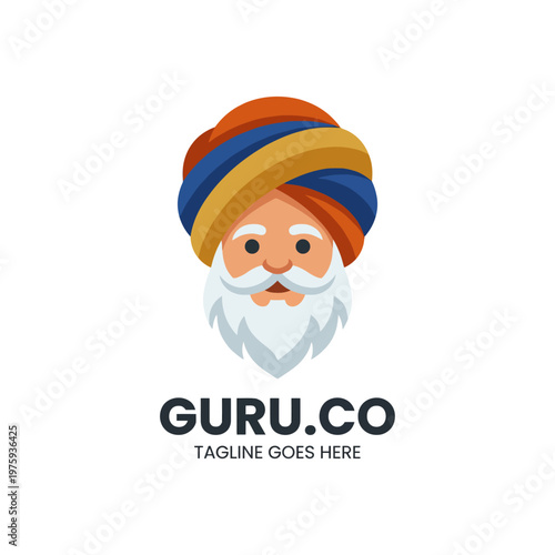 This playful logo features a wise character wearing a turban, ideal for wisdom, knowledge-sharing platforms, or cultural initiatives emphasizing learning and growth.