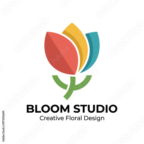 This logo showcases a vibrant, abstract flower design, perfect for floral design businesses wanting to convey creativity and beauty in their branding.