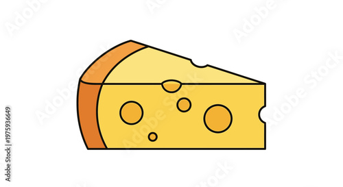 Cartoon cheese wedge illustration on white background with copy space