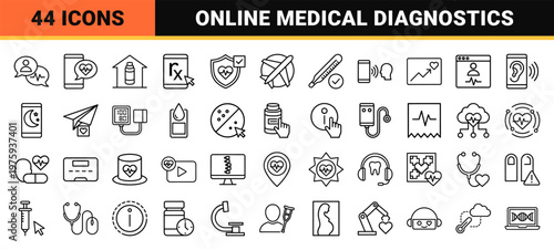 Minimalist digital health and telemedicine outline interface elements