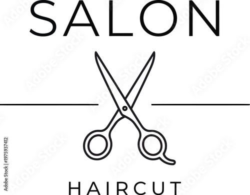 A vector graphic illustration of salon haircut with scissors for a modern design