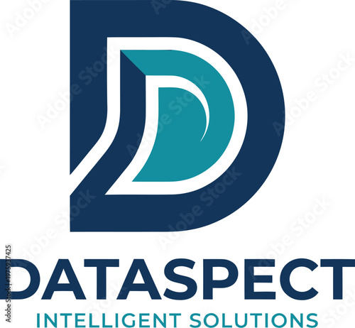 Dataspect intelligent solutions vector logo design with abstract letter D