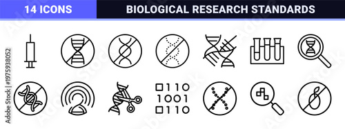 Non gmo and dna helix restriction minimalist outline icons