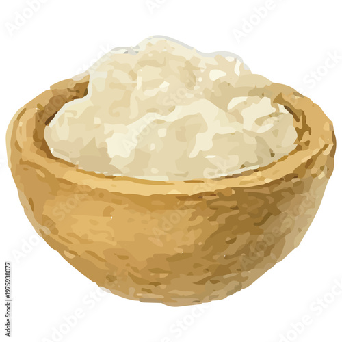 Cottage Cheese Bowl Icon Fresh Dairy Food Organic Farm Product Illustration