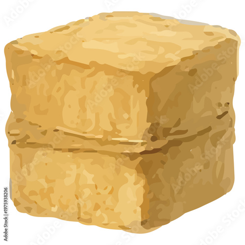 Stacked Hay Bales Icon Farm Straw Blocks Livestock Feed Agriculture Illustration