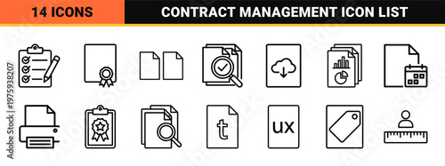 Business document and contract outline icons set