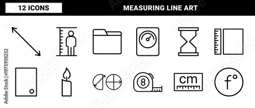 Minimalist measurement and precision line icons set