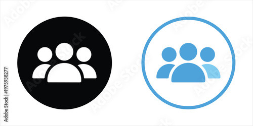 Two Group Of People Icons One Black One Blue And White group icon user icon
