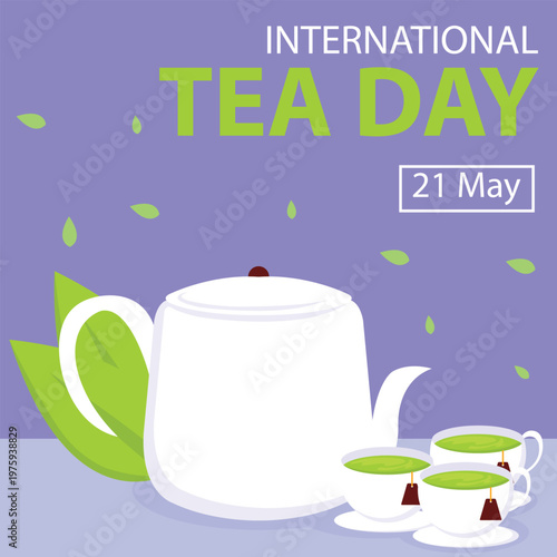 International Tea Day Teapot Vector Illustration