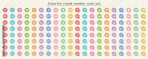 カラフルな丸い番号アイコン素材セット 見出し ポイント チェック