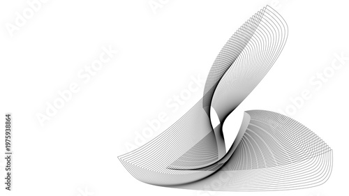 Minimalist Black Abstract Flowing Lines on White Background