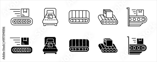 Conveyor Belt Logistics Factory Icon