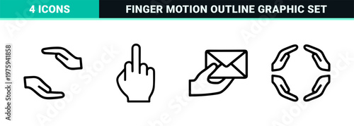 Minimalist hand gestures and manual interaction line icons