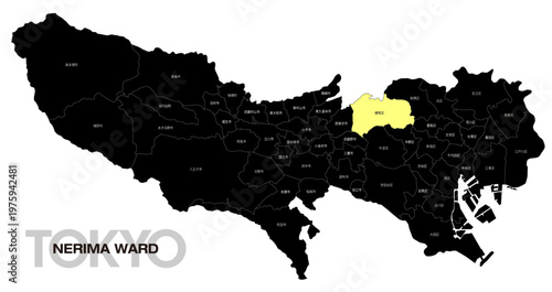 [日本地図] 東京都練馬区の市区町村名入り位置地図\