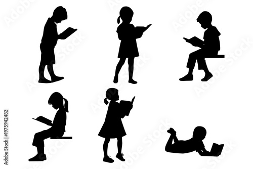 shadow shilloute child reading a book