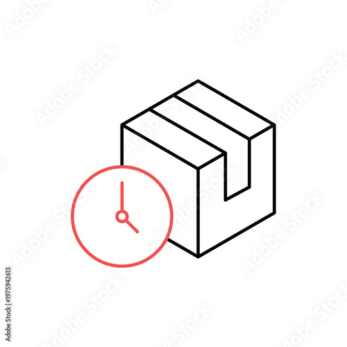 icon a product lifespan with package box and time clock symbol, isolated against a clean background