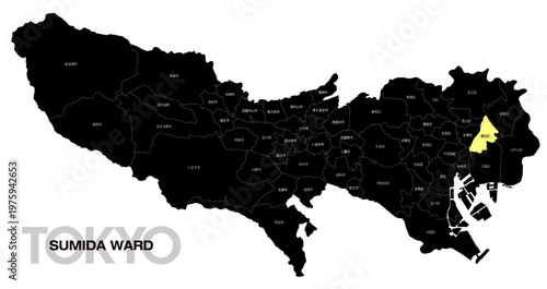 [日本地図] 東京都墨田区の市区町村名入り位置地図