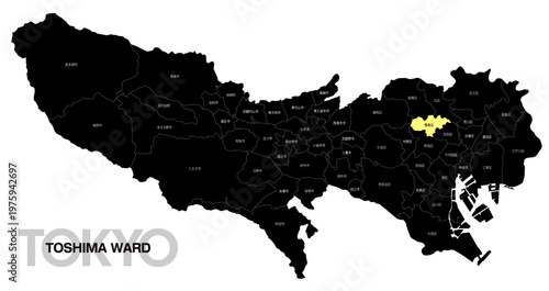 [日本地図] 東京都豊島区の市区町村名入り位置地図