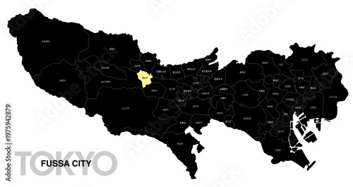 [日本地図] 東京都福生市の市区町村名入り位置地図 