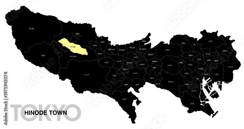 [日本地図] 東京都日の出町の市区町村名入り位置地図