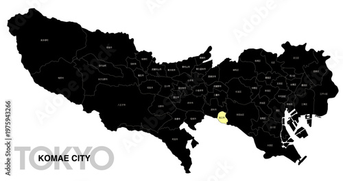 [日本地図] 東京都狛江市の市区町村名入り位置地図 