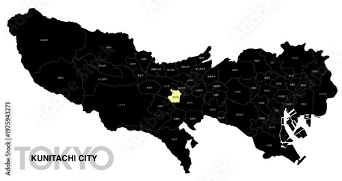 [日本地図] 東京都国立市の市区町村名入り位置地図 