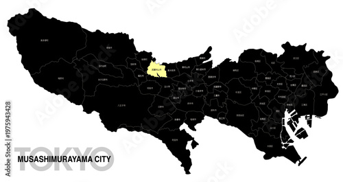 [日本地図] 東京都武蔵村山市の市区町村名入り位置地図