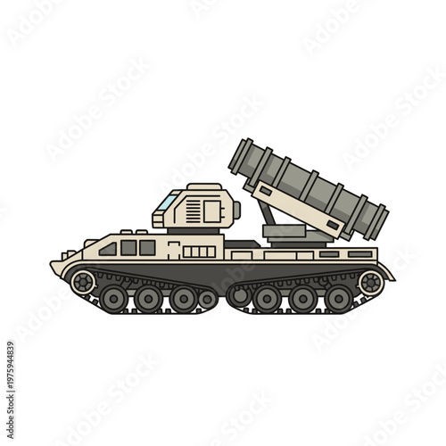 Military Rocket Launcher Tank Vehicle - Flat Design Illustration