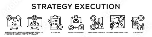 Strategy Execution web banner icon illustration concept