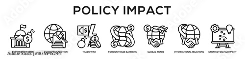 Policy Impact web banner icon illustration concept