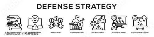 Defense Strategy web banner icon illustration concept