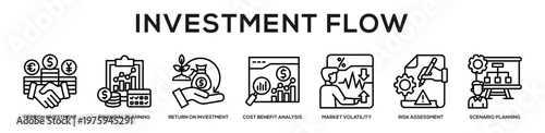 Investment Flow web banner icon illustration concept
