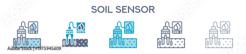 Soil Sensor Element For Design Graphic - Multi Styles. Vector Illustration Of Two Colored And Black. Multiple Icons Designs Can Be Used For Mobile, Ui, Web 
