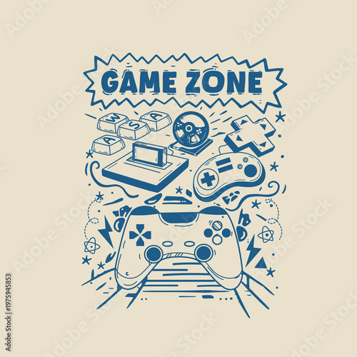 game pad console vector illustration graphic tee