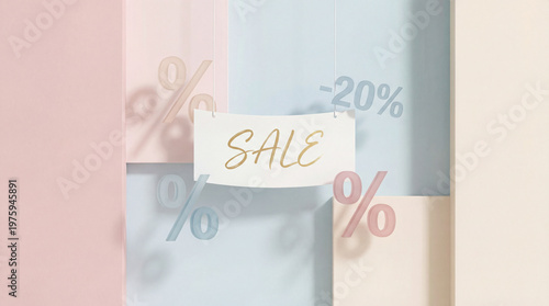 Sale announcement with percentages on textured background