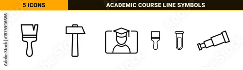 Minimalist education and e-learning line icon set for digital training and online courses.