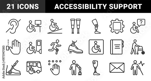 Minimalist accessibility and disability support icon set