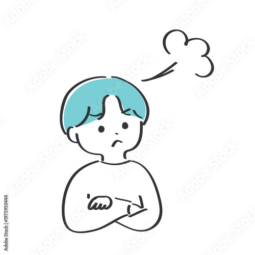 腕組みをして怒っている若い男性