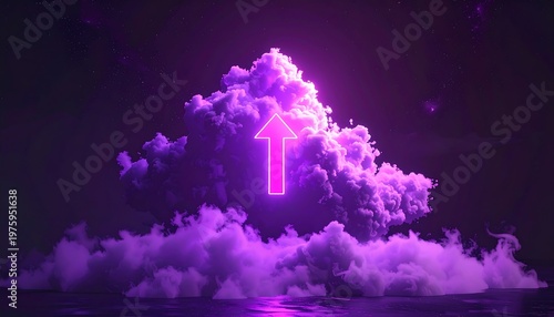Neon Cloud Ascends - A Digital Art Illustration.