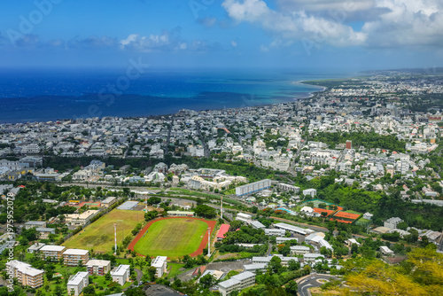Konstfotografi Aerial landscape of Saint Denis City, capital of Reunion Island, France
