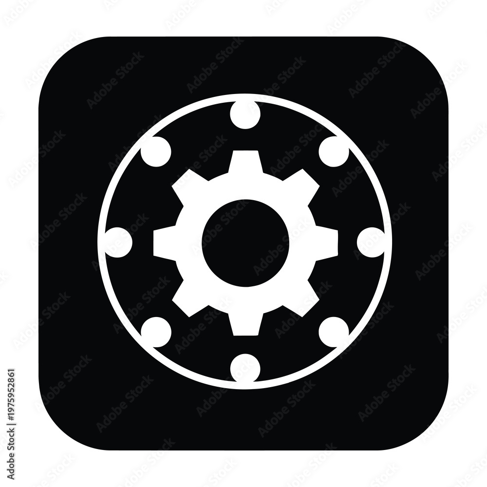 Fototapeta premium gear icon cogwheel settings symbol technology concept white on black