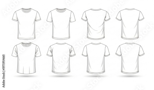 White t shirt template front and back view vector mockup for apparel design