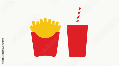 Fast food meal with fries and drink.