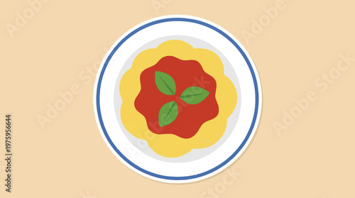 A plate of pasta with tomato sauce.