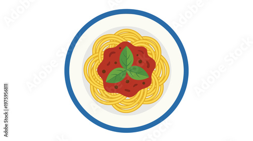 A plate of spaghetti with tomato sauce.