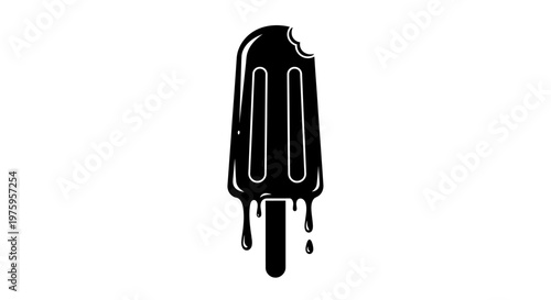 Black and white illustration of a melting popsicle.