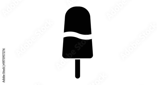 Black and white popsicle icon on a stick with a wavy line.