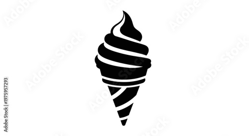 Black and white silhouette of a classic ice cream cone.