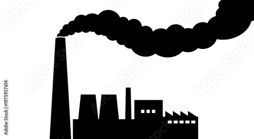Industrial factory with smoking chimney, symbolizing pollution and environmental impact.